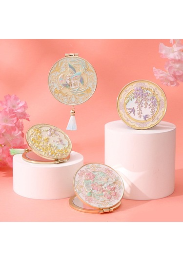 Suntek Seyahat Makyaj Aynası Yuvarlak Yaratıcı Kozmetik Çanta Sarı