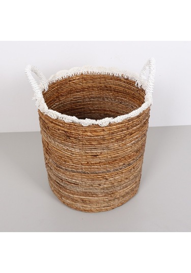Trabzon 37x40x48 Cm. Doğal Abaka El Yapımı Sepet L - Bej