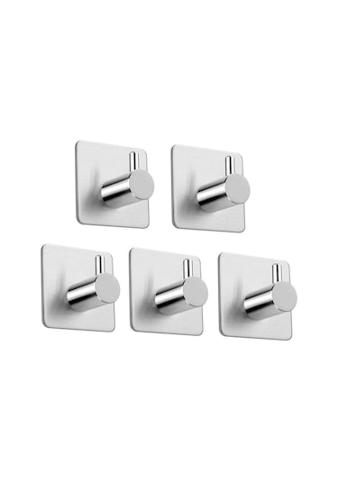 Deltahome Paslanmaz Çelik 5 Adet Tekli Havlu Askılık Kanca Inox Metalik