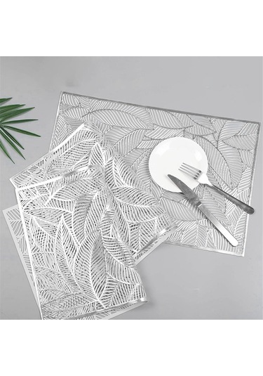 6 Adet Dikdörtgen Yapraklı Yalıtımlı Amerikan Servisi Oyuklu Amerikan Servisi, A Gümüş