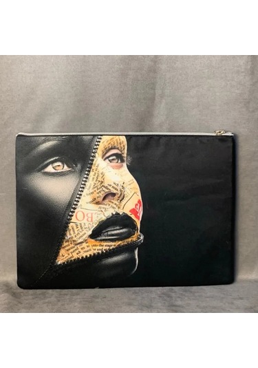 Uretti - Mehtap 4435 - Pop Art Desenli Clutch Çanta - Siyah Siyah