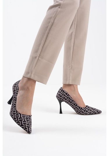 Kelsey Kadın Siyah Desenli Stiletto Siyah