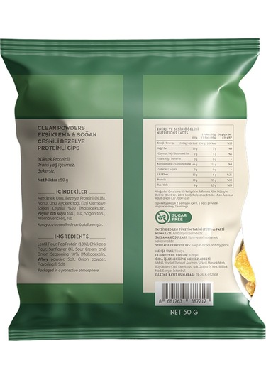 Clean Powders Protein Chips 50 Gr Ekşi Krema Soğan 4 Adet Ekşi Krema - Soğan