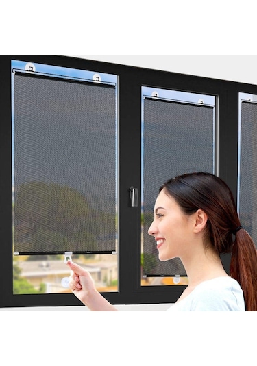 Gümüş Vantuzlu Mutfak Güneşlik Blok Uv Perdeler Karartma Perdesi Pencere Perdeleri Stor Perde