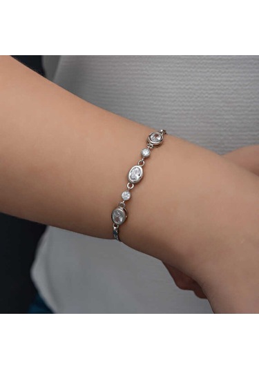 Blackcraft 925 Ayar Gümüş Oval Taşlı Kadın Bileklik Bc-50bd4d