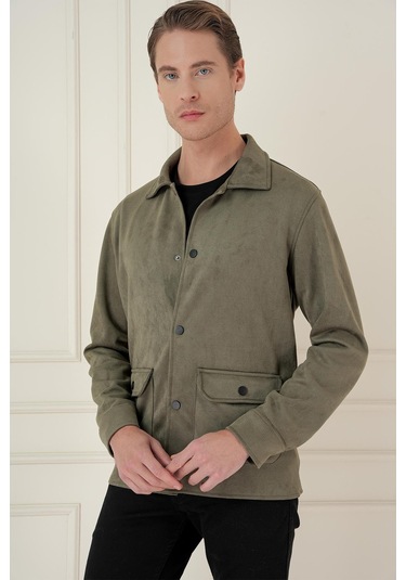 Comfort Fit Mono Yaka Kapaklı Cep Casual Haki Ceket C 699 Haki