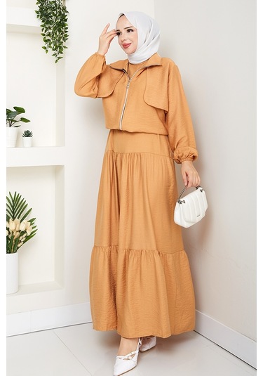 Milda Ceket Elbise İkili Takım 1579 - Vizon Vizon