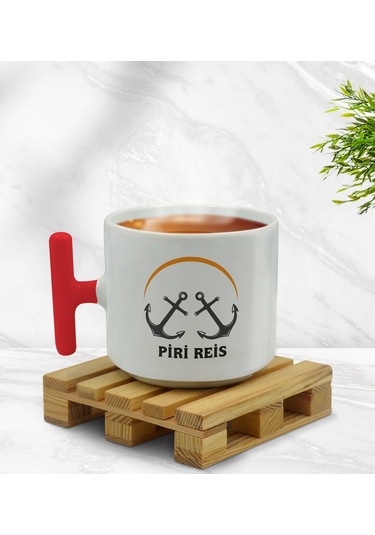 Bk Gift Kişiye Özel Tekne Marin Ve Denizcilik Tasarımlı Kırmızı T Kulplu Middle Kupa-2, Arkadaşa Hediye Kobitmeyencom33399 Bk Gift