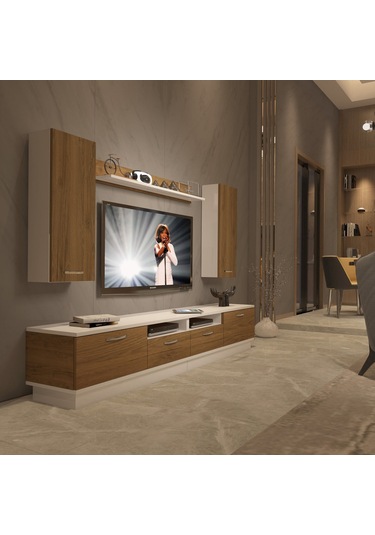 Decoraktiv Trendstyle 5220d Mdf Tv Ünitesi Tv Sehpası - Beyaz Pera Beyaz - Meşe