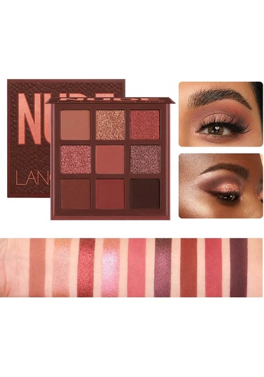 Mod Göz Farı Paleti 9'lu Mat Göz Farı Paleti Parıltılı Göz Farı Makyaj Nude B C01