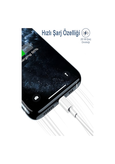 Type-C to Lightning 20W Hızlı Şarj ve Data Kablosu 1 Metre