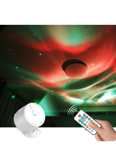 Youtek Usb Kontrollü Aurora Işık Projektörü - 7 Renkli Yıldız Gökyüzü, Zamanlayıcı Fonksiyonu, Ev Ve Bar Için Stüdyo Atmosfer Aydınlatması Beyaz