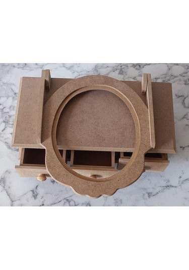 Hobi Adn Makyaj Kutu 3 Çekmece Aynalı Ahşap Mdf Ham Kutuda Sevk El Yapım