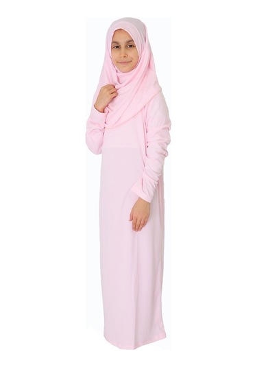 Toz Pembe Çocuk Fermuarsız Namaz Elbisesi Çok Renkli