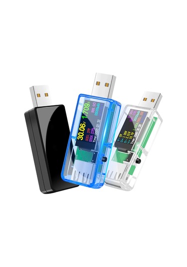 Maiyame Usb Akım Voltaj Güç Testeri, Renkli Ips Ekranlı, Transparan Mavi Kasa, Gerçek Zamanlı Ölçüm