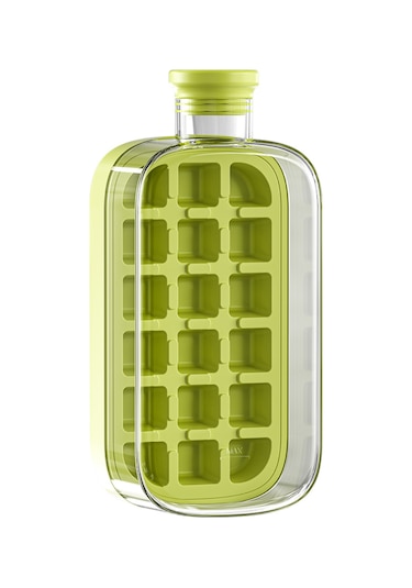 Youtek Büyük Boy Yeşil Silikon Buzluk Botu, 2'li 1 Kapaklı Buz Hazırlama Kabı, Kolay Çıkarılabilir Buz Küpleri, Ev Kullanıma Uygun, Kokteyl-whiskey-ıçecekler İçin Yeşil