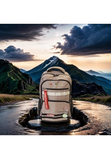 Ççs London 3 Gözlü Sırt Çantası Okul Çantası Spor Çanta Günlük Çanta 51680 Açık Kahve Desenli