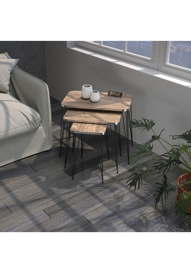 Zigon Sehpa Kr Gümüş Ceviz Tel Siyah Ayak Ceviz