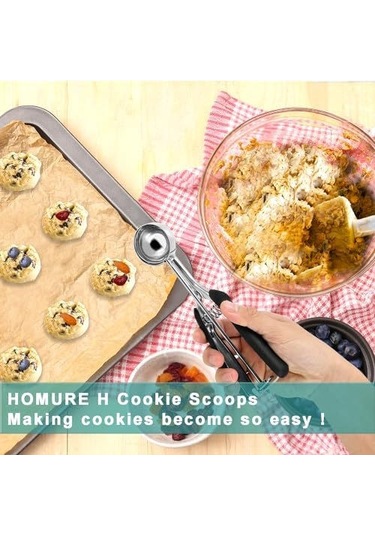 Vkemall 304 Paslanmaz Çelik Dondurma Kaşığı - Kurabiye Ve Meyve Kullanıma Uygun Toplama Spoon Siyah