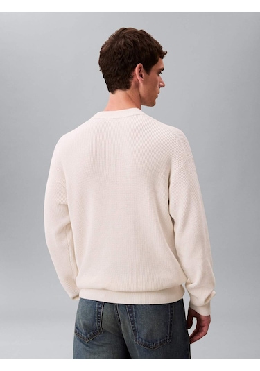Calvin Klein Ls Ez Cotton Waffle Crwnk Swtr 9-12594 Beyaz