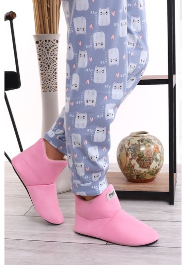 U001 Erkek Kadın Çocuk Ev Pandufu Botu Ev Ayakkabısı Fuşya