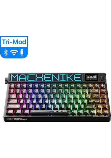 Machenike KT84-B84W Tri-Mode Gateron White Switch LCD RGB İngilizce Oyuncu Klavye