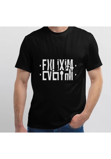 Hırsch Erkek Siyah Oversize Katlamalı Evliyim Baskılı T-shirt Mat Siyah
