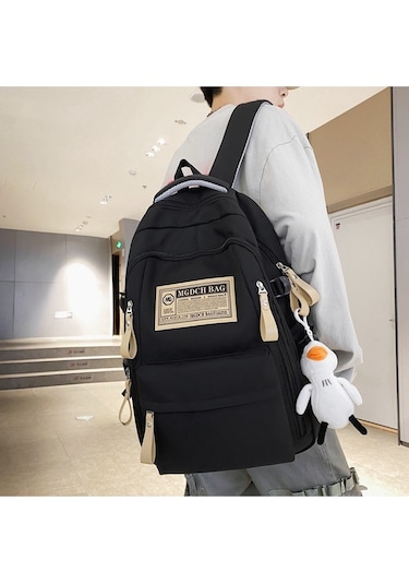 Şık Ve Üzgün Öğrenci Okul Çantası-siyah