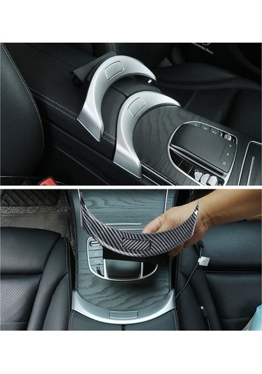 Besthome1 Mercedes C W205 Konsol Düğme Kapağı Karbon Fiber Gümüş Renk 1-gang Yenileme Kiti 1-gang