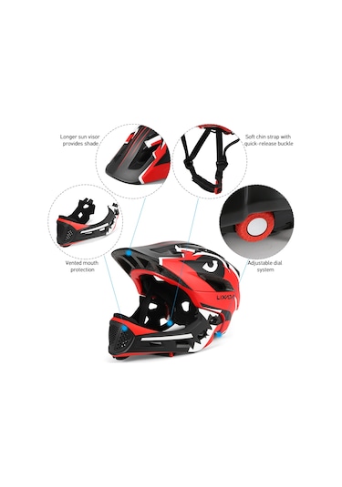 Lixada Mor Çocuklar Ayrılabilir Tam Yüz Kask Y11984pp-standart Standart Mor