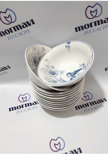 Güral Porselen Kuş 12 Adet 14 Cm Çorba Kase