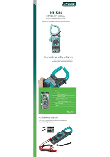Proskit Mt-3266 3 1/2 El Tipi Digital Pensampermetre Ölçü Aleti