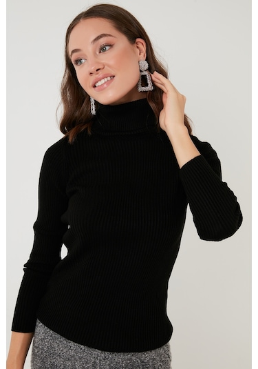 Lela Fitilli Regular Fit Balıkçı Yaka Soft Akrilik Bayan Kazak 4614102 Siyah Lela Fitilli Regular Fit Balıkçı Yaka Soft Akrilik Bayan Kazak 4614102 Siyah