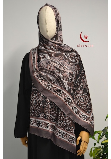 Etnik Desenli Pamuklu Şal 70x190 Cm Vizon