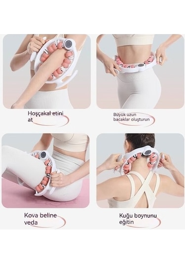 14'lük Yuvarlak Halka Klipsli Bacak Masaj Aleti - Silikon Baldır İnceltme Ve Şekillendirme Aparatı 4782 Pembe