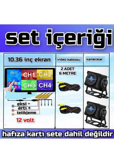 2 Adet Ahd 180 Derece Balık Gözü Kamera Dvr Dokunmatik Ekran Video Müzik 12 Volt