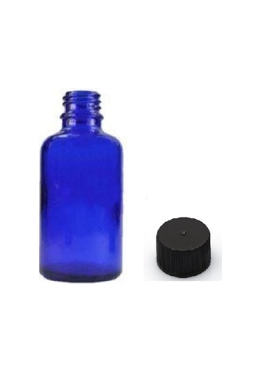 30ml Mavi Şişe Düz Kapaklı, 12 Adet, Cam Şişe, Esans Şişesi, Yağ Şişesi, Kozmetik Şişesi