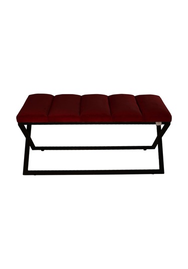 Varcera Black- Bordo Dilimli Model Puf & Bench & Koltuk & Oturma Bankı & Yatak Odası Önü