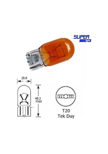 Super Light T20 Dipsiz Turuncu Park Ampulü Tek Duy 2'li