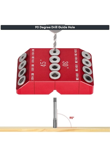 Yaleker Alüminyum Alyazı 30/45/90 Derece Açı Delme Konumlandırıcı, Düz-eğik Delik Rehberi Fixtürü, Ahşap İşleri Dıy Aracı