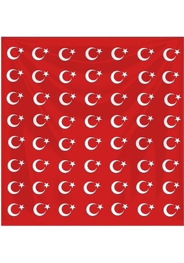 Herşey Nota Ay Yıldız Kırmızı Fular Bandana 1787 Çok Renkli