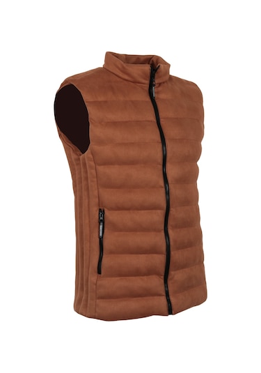 Erkek Dar Kesim Taba Nubuk Süet Şişme Yelek Rar01238 001