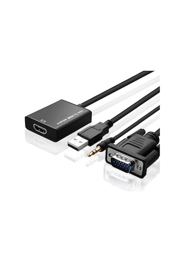 VGA to HDMI Çevirici Dönüştürücü Adaptör Ses Destekli