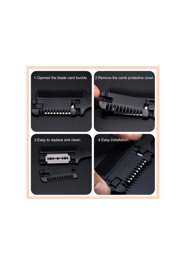 Maiyame Siyah Plastik Saç Trimmerı - Kalın Saç Kesimi Ve Dıy Saç Stilleri İçin Bıçaklı Tarak 1 Adet Bıçaklı