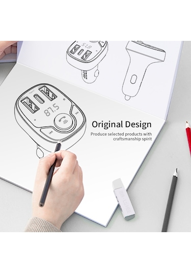 Rock B301 Çift Usb + Pd Bluetooth 5.0 Fm Verici Ve Araç Şarj Cihazı, Destek Tf Kartı / U-disk Siyah