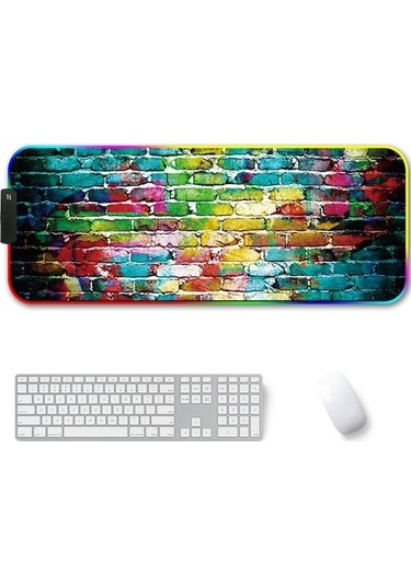 Tongxida 300x350x3mm Kauçuk Rgb Işıklı Kaymaz Mouse Pad Renkli Tuğla Renkli Tuğla