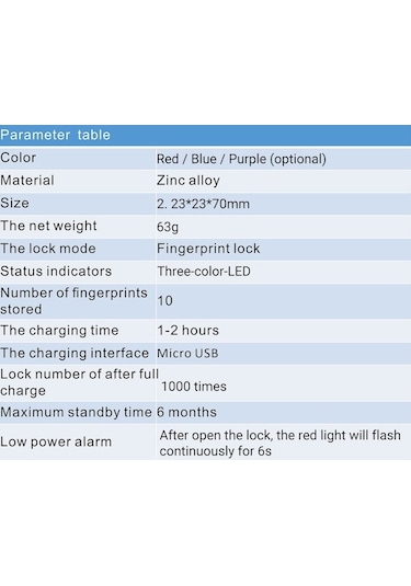 Createtech Parmak İzi Kilidi - Şifresiz, Su Geçirmez, Taşınabilir 110mah Akıllı Kilt