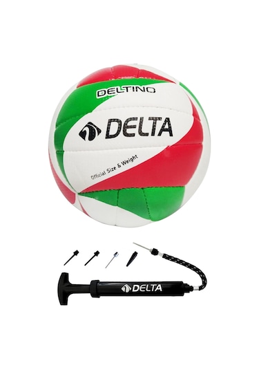 Delta Deltino Özel El Dikişli 5 Numara Voleybol Topu + Çok Fonksiyonlu Top Şişirme Pompası Seti Çok Renkli
