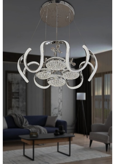 Eliza 4 Lü Simli 3 Renk Led Sarkıt Avize Modern Salon & Oturma Çok Renkli