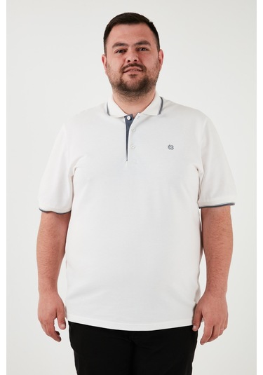 Buratti Büyük Beden Pamuklu Regular Fit Erkek Polo Yaka T Shirt 5902118B Beyaz